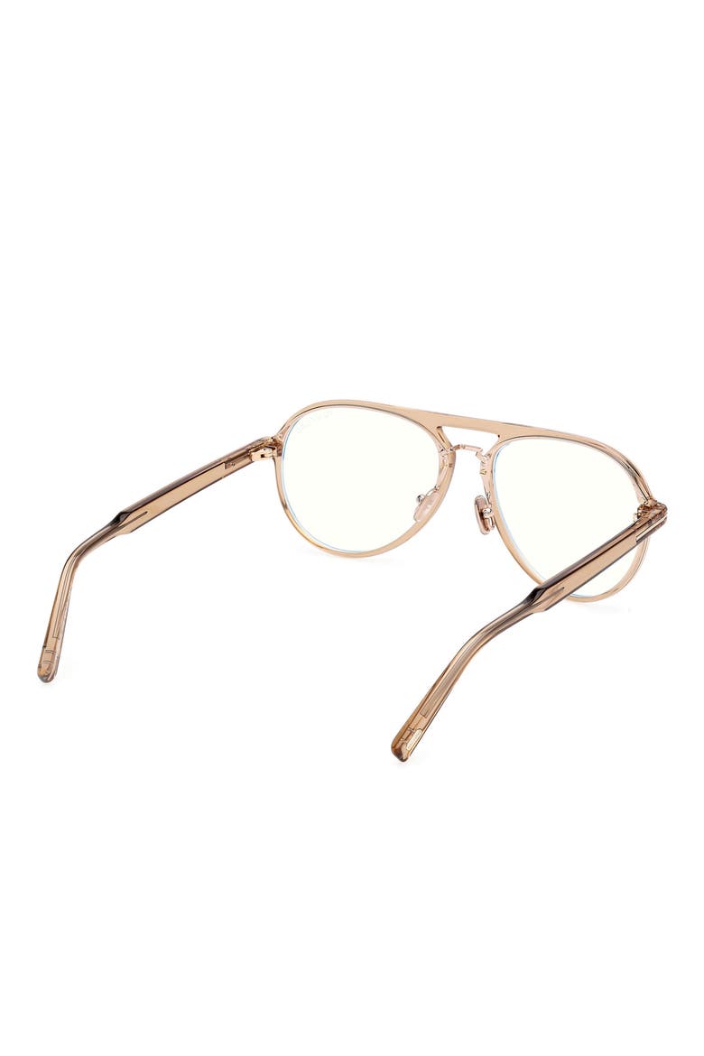 57mm Pilot Blue Light Blocking Optical Glasses, Alternate, color, CHAMPAGNE / T LOGO