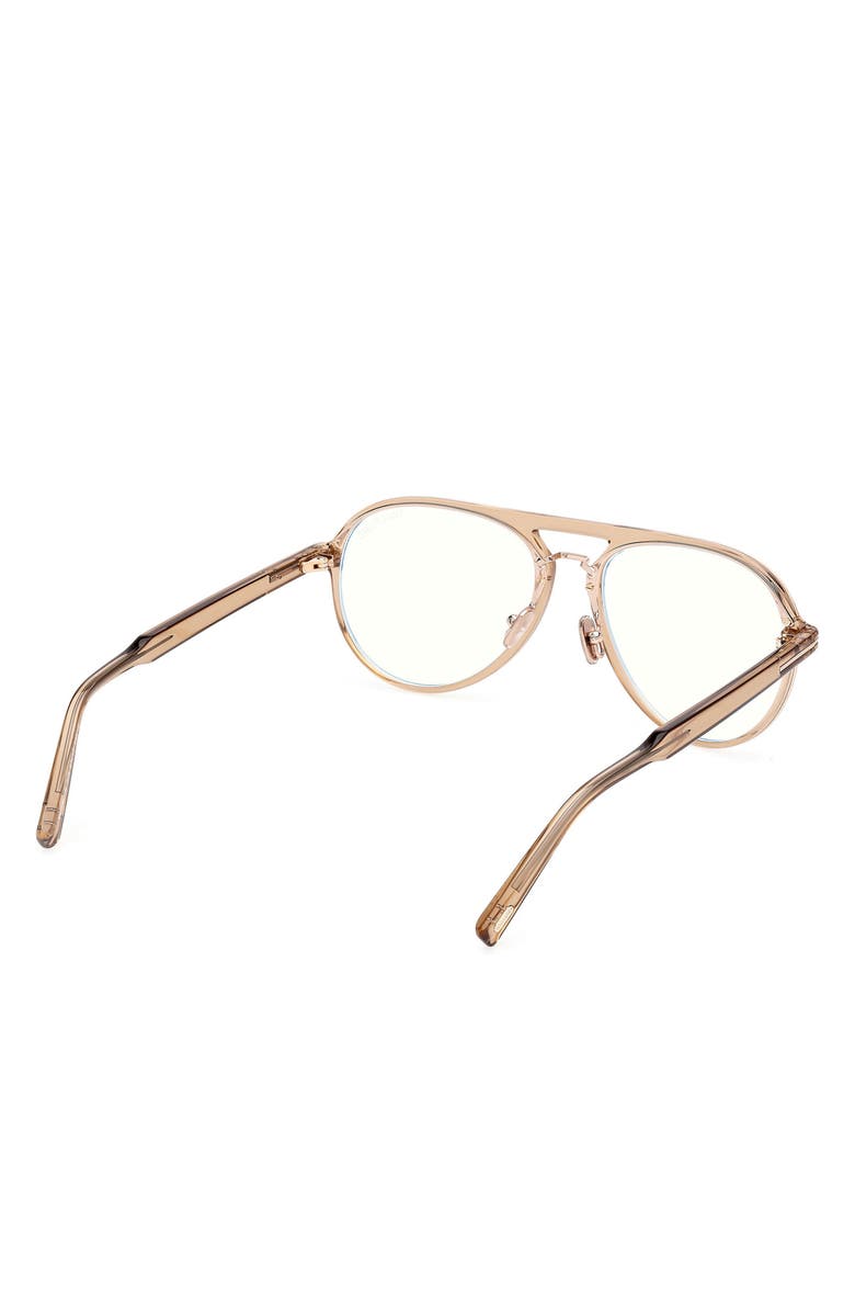 TOM FORD 57mm Pilot Blue Light Blocking Optical Glasses, Alternate, color, Champagne / T Logo