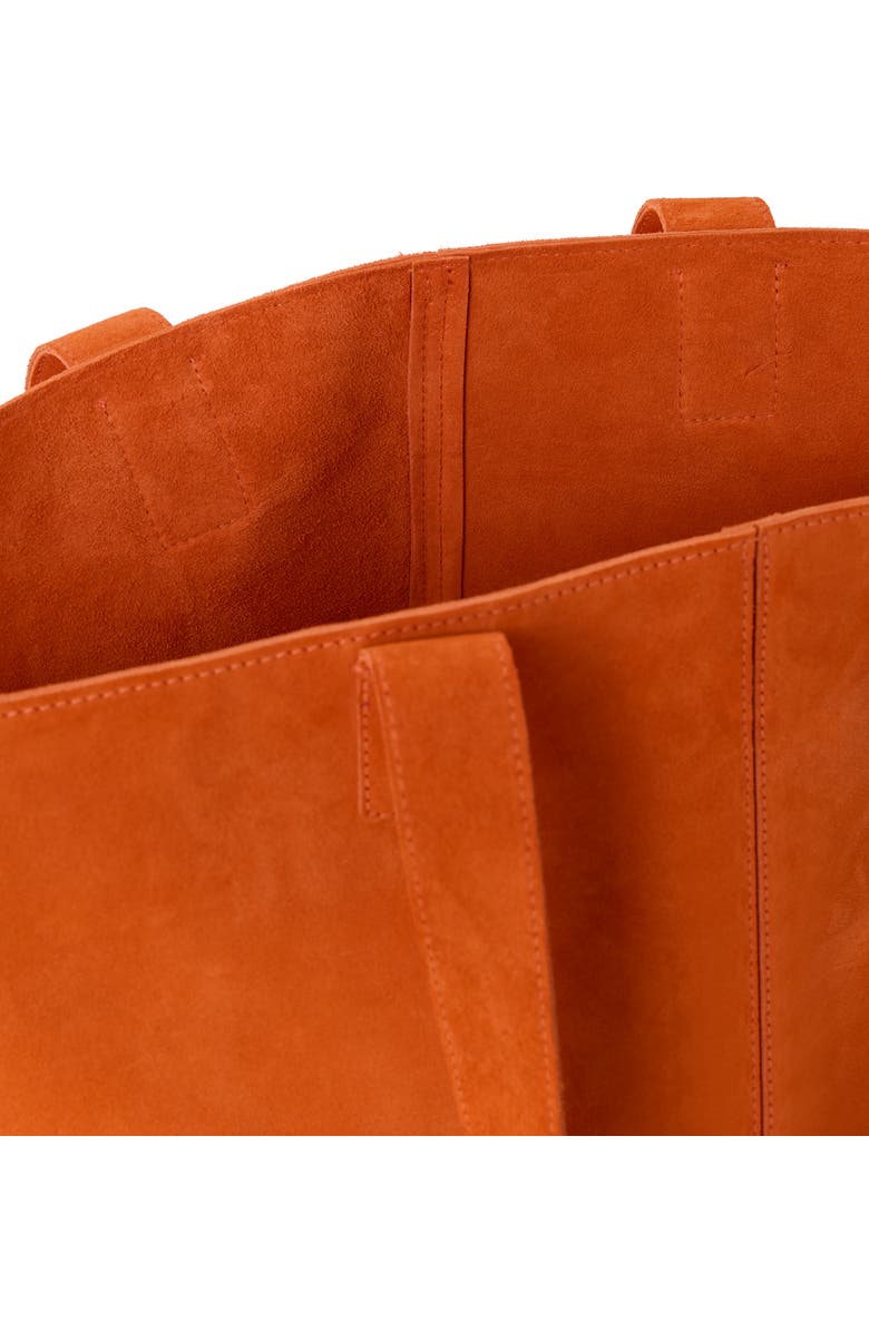 Akris AI Suede Convertible Shoulder Tot, Alternate, color, Tangerine