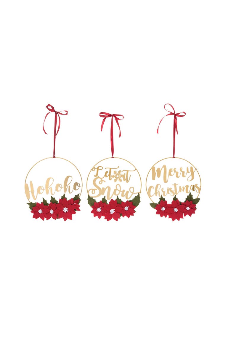 Gold Christmas Hoop Wreath Ornaments A/3, Main, color, Gold