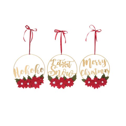 Gold Christmas Hoop Wreath Ornaments A/3