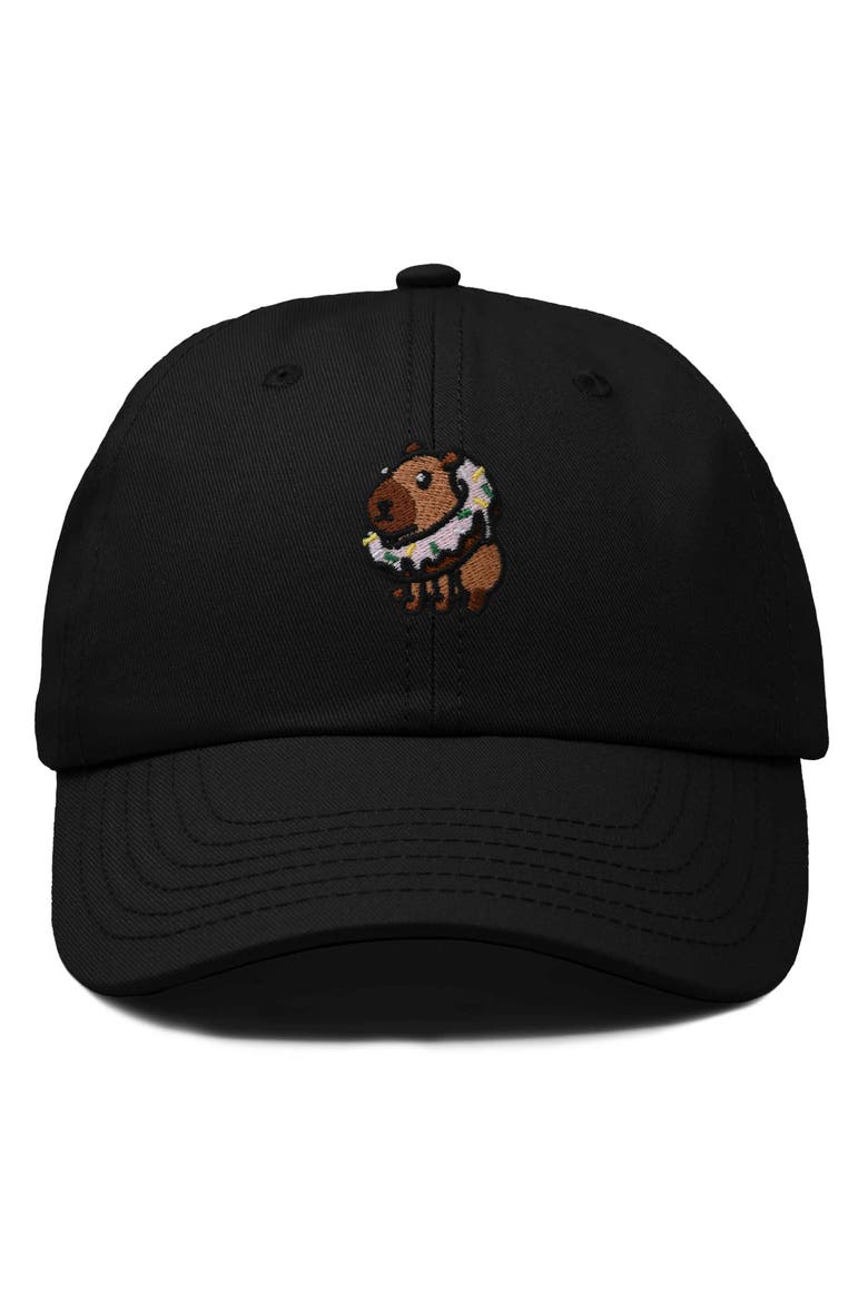 Capybara Donut Embroidered Cap, Main, color, Black