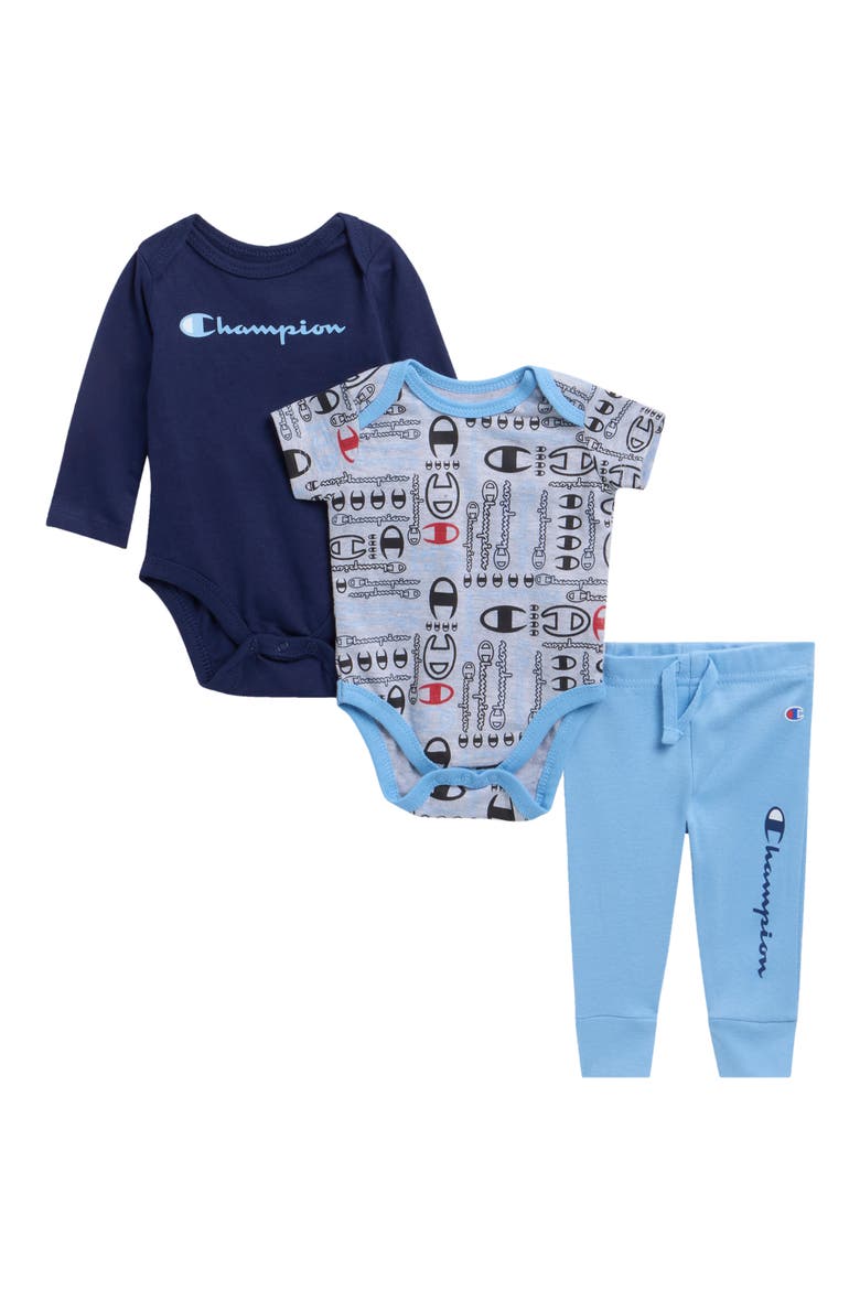 Long Sleeve Bodysuit, Short Sleeve Bodysuit & Leggings Set, Main, color, PLACID BLUE