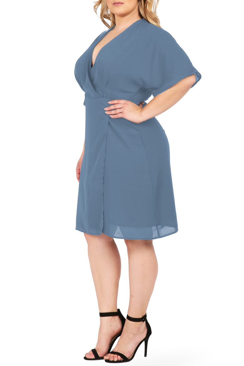 Candice Georgette Wrap Dress, Alternate, color, SLATE