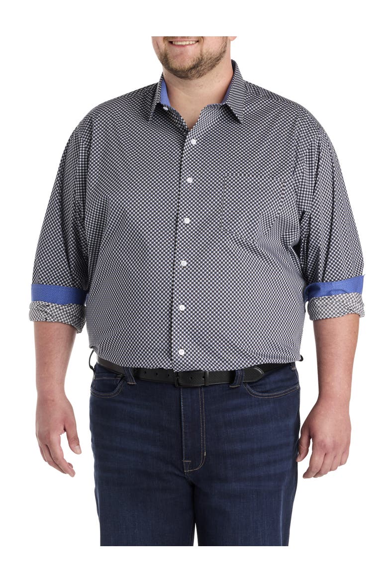 Big & Tall Star Patterned Performance Dress Shirt, Alternate, color, MULTI