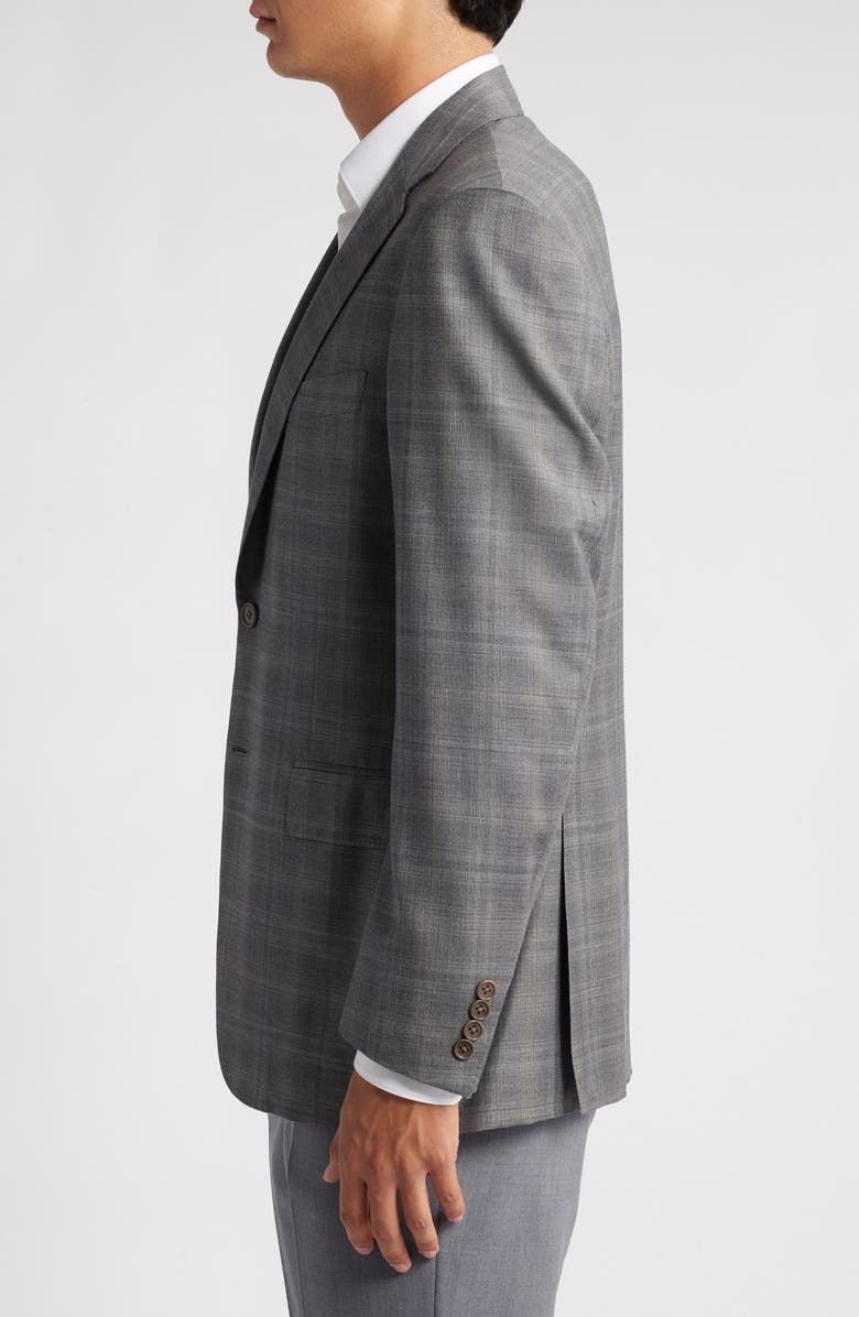 Canali Siena Regular Fit Plaid Wool Sports Coat, Alternate, color, Light Grey