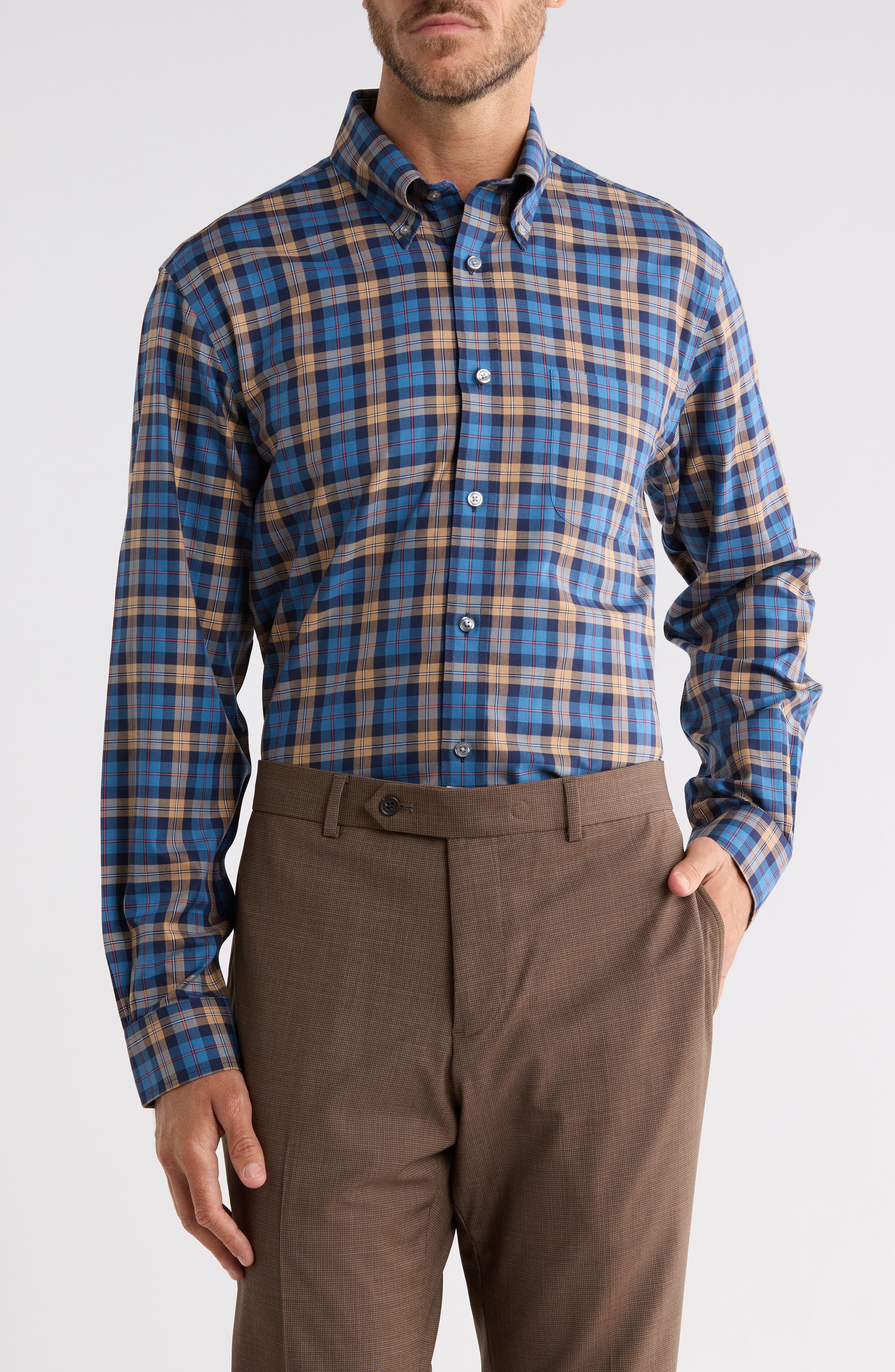 Regular Fit Plaid Cotton Twill Shirt