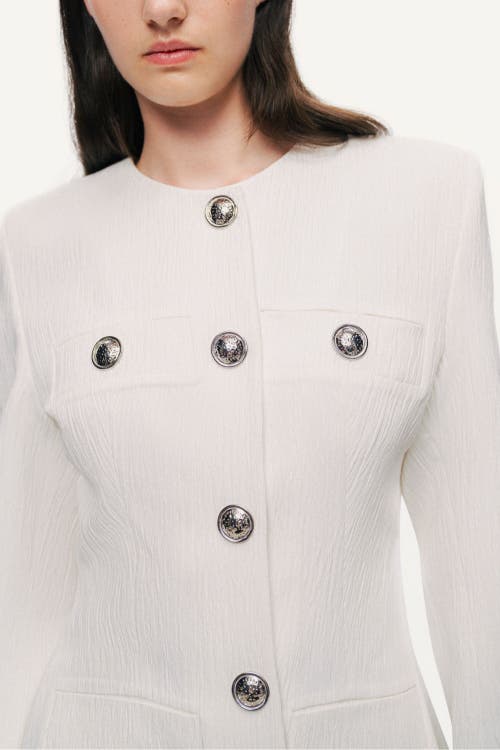 Nocturne Padded Shoulder Mini Dress In White