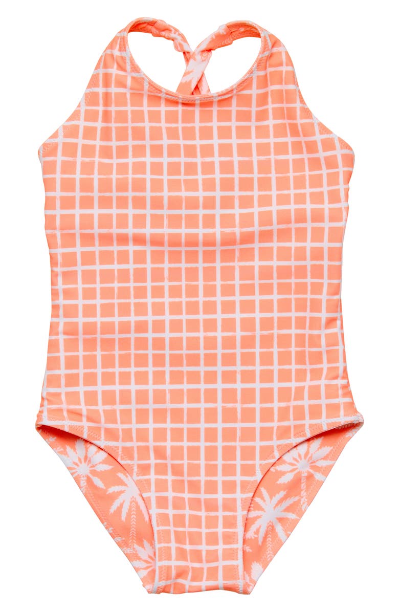 Snapper Rock Kids' Cali Palms Reversible One-Piece Swimsuit, Alternate, color, Orange