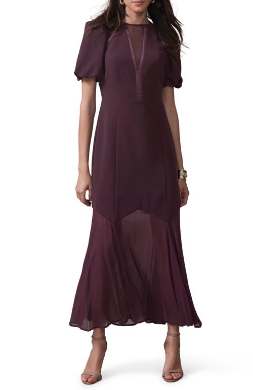 Mint Velvet Sheer Detail Maxi Dress In Burgundy