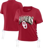 WEAR by Erin Andrews Women's WEAR by Erin Andrews Crimson Oklahoma Sooners Side Lace-Up Modest Crop T-Shirt