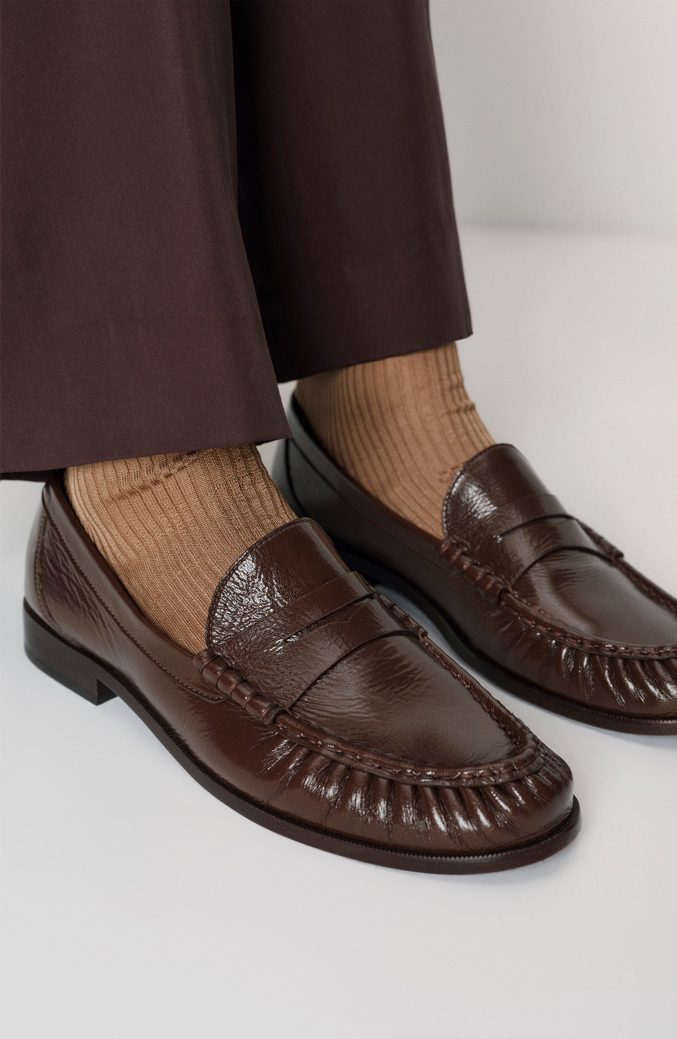 Francine Ruched Loafer, Alternate, color, ESPRESSO CRINKLE PATENT