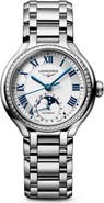 Longines PrimaLuna Moonphase Diamond Bezel Bracelet Watch, 34mm
