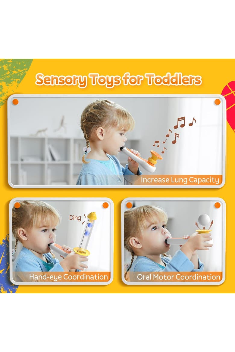 3 in 1 Sensory Blowing Game Fine Motor Skills Toy for Kids, Alternate, color, Multicolor