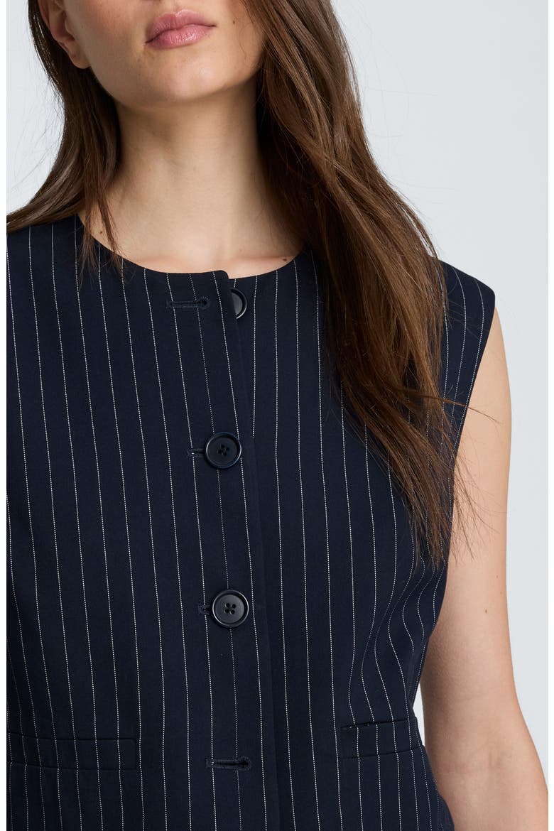 Pinstriped Boxy Vest, Alternate, color, DARK NAVY/ OYSTER