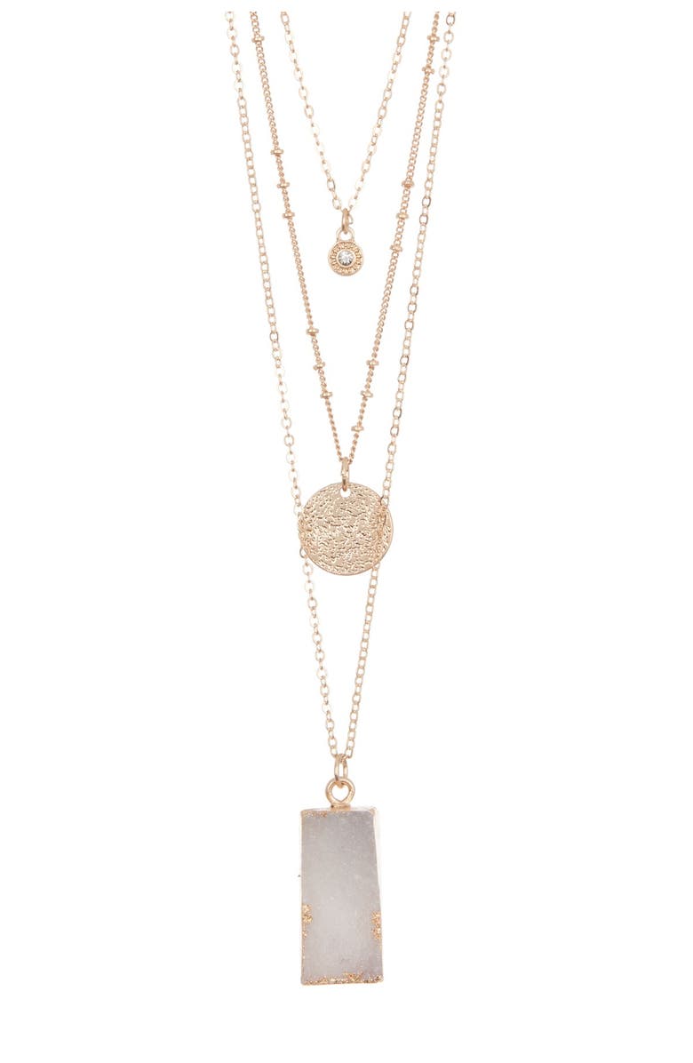 Melrose and Market Druzy Stone Pendant & Charm Layered Necklace, Main, color, 