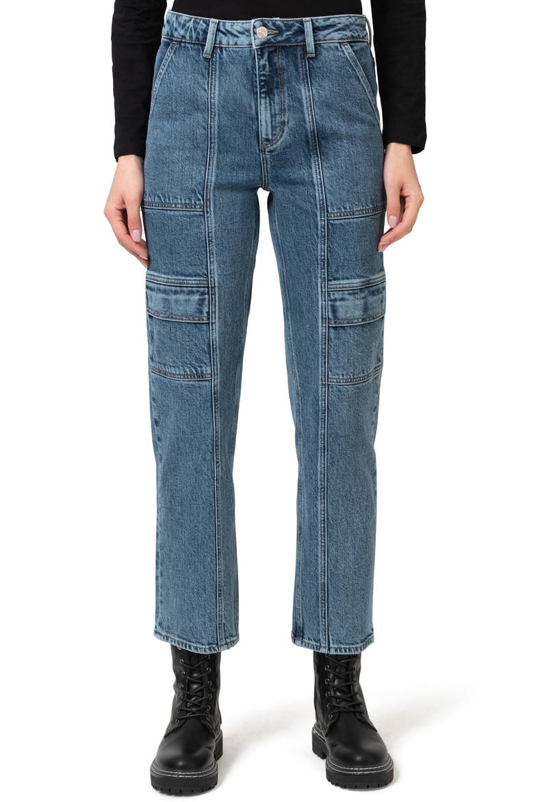 Marissa High Waist Straight Leg Utility Jeans, Main, color, MID BRUSHED CLASSIC BLUE