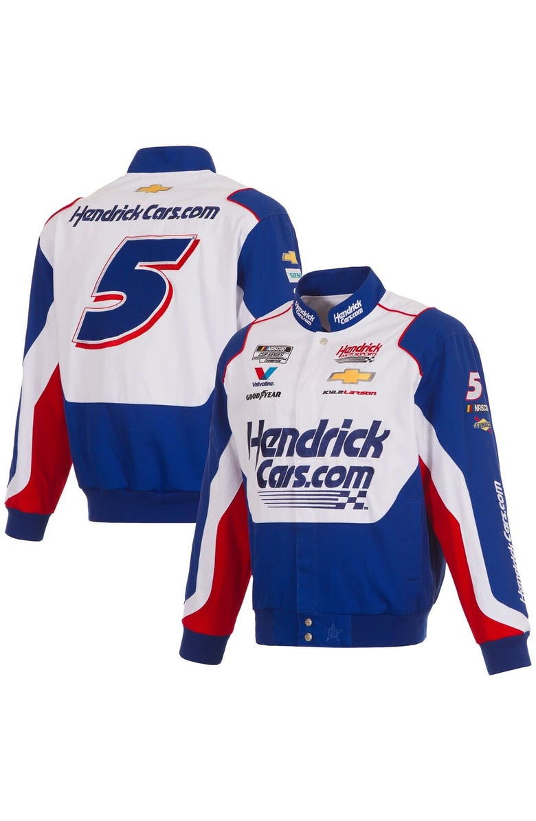 JH DESIGN Men's JH Design Royal/White Kyle Larson HendrickCars.com Full-Snap Twill Uniform Jacket, Main, color,