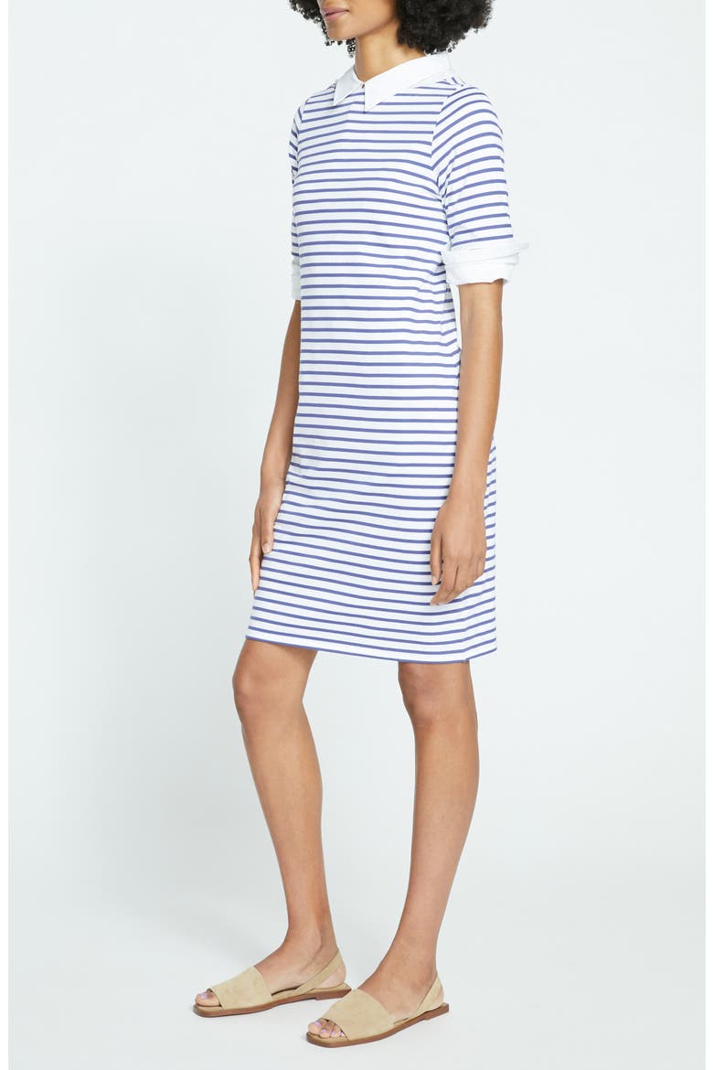 Belle Breton Stripe Cotton Jersey Dress, Alternate, color, WHITE/ NAVY STRIPE
