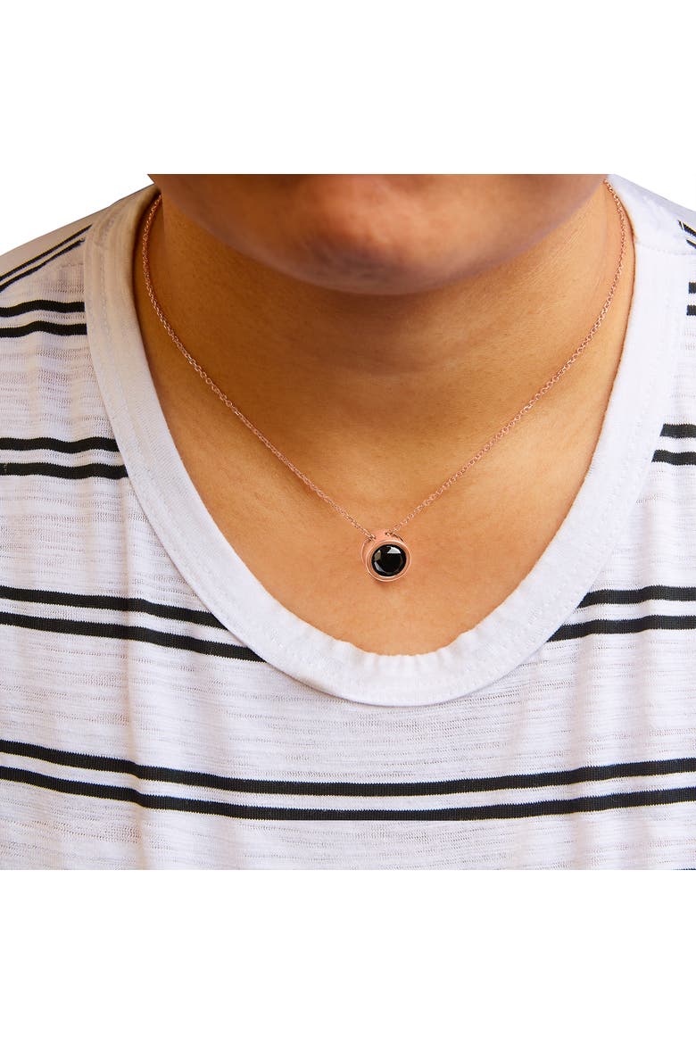 14K Rose Gold 3 1/2 Cttw Bezel-Set Black Diamond Solitaire Pendant Necklace, Alternate, color, Pink
