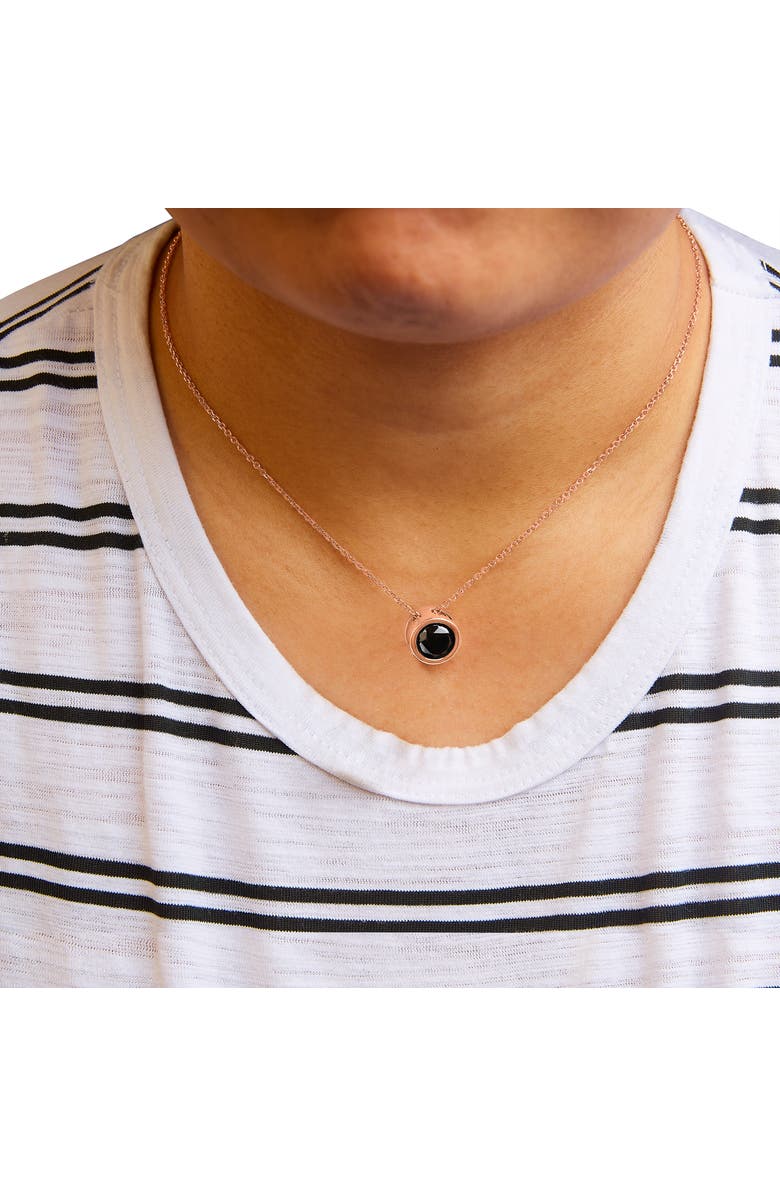 Haus of Brilliance 14K Rose Gold 3 1/2 Cttw Bezel-Set Black Diamond Solitaire Pendant Necklace, Alternate, color, Pink