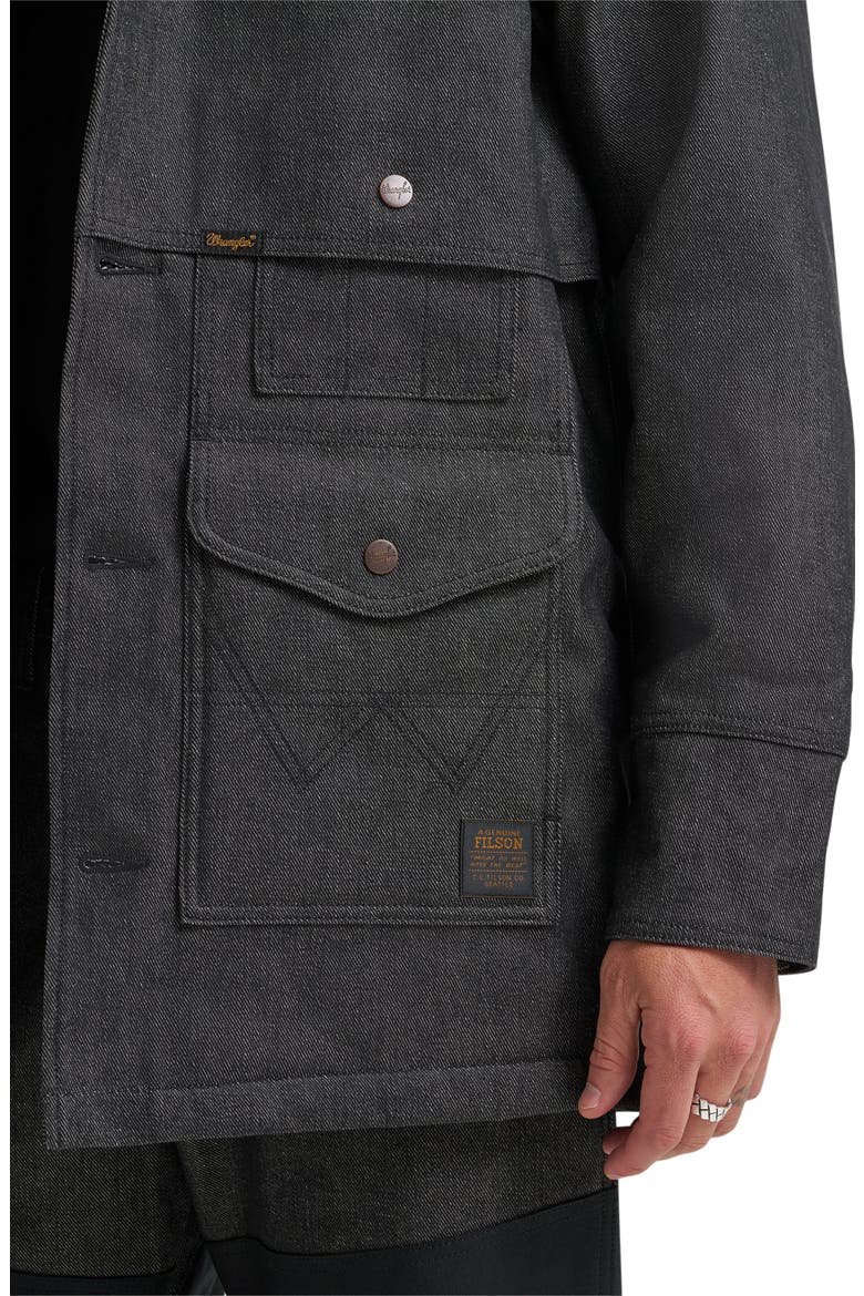 Filson X Wrangler Genuine Shearling Collar Packer Jacket, Alternate, color, BLACK