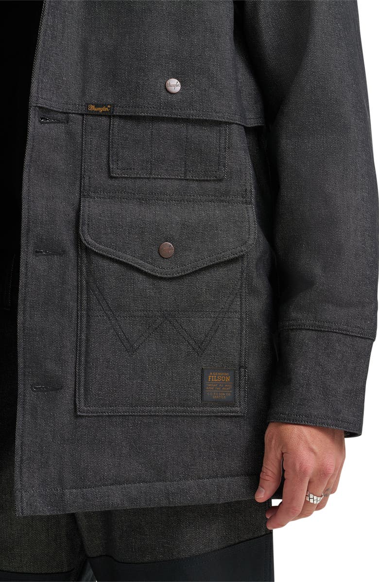 Wrangler Filson X Wrangler Genuine Shearling Collar Packer Jacket, Alternate, color, Black