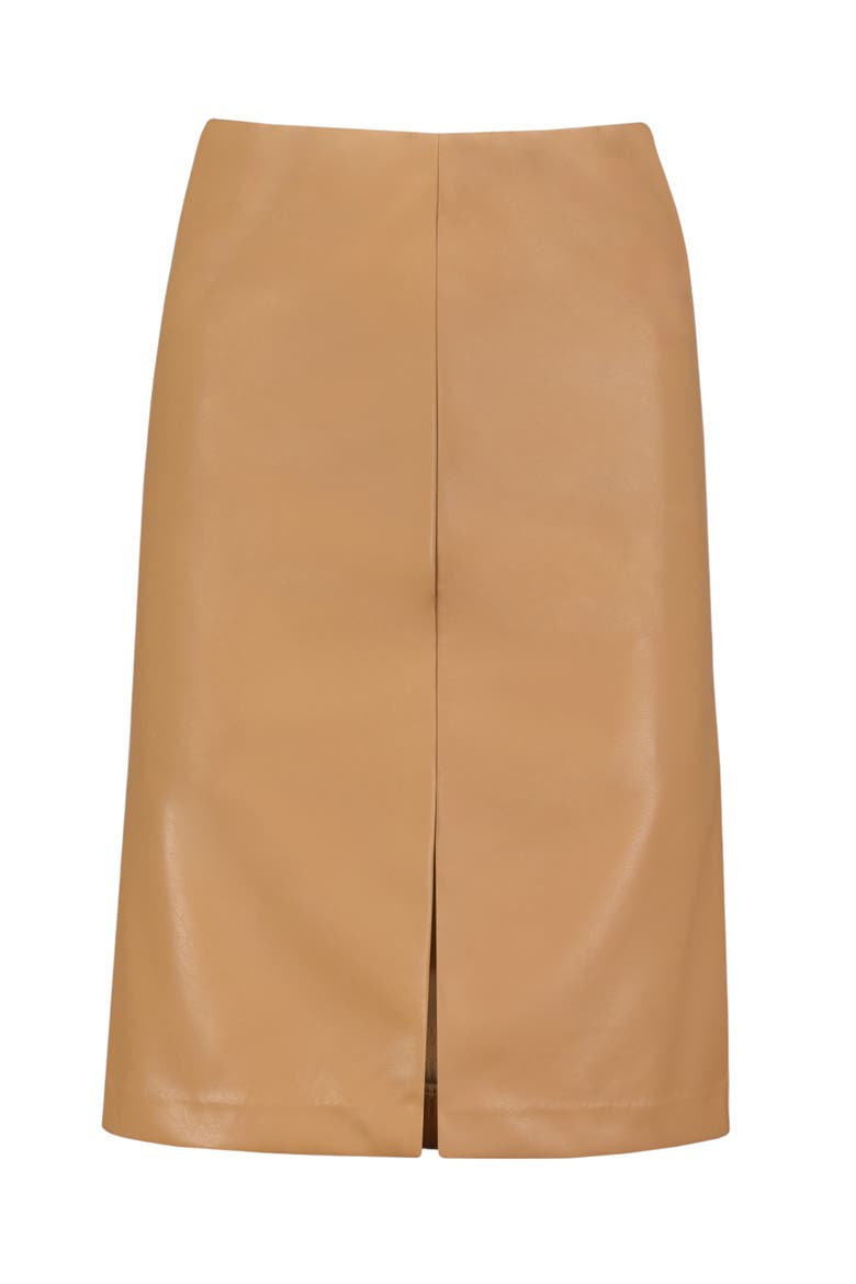 Briana Faux Leather Skirt, Alternate, color, Caramel