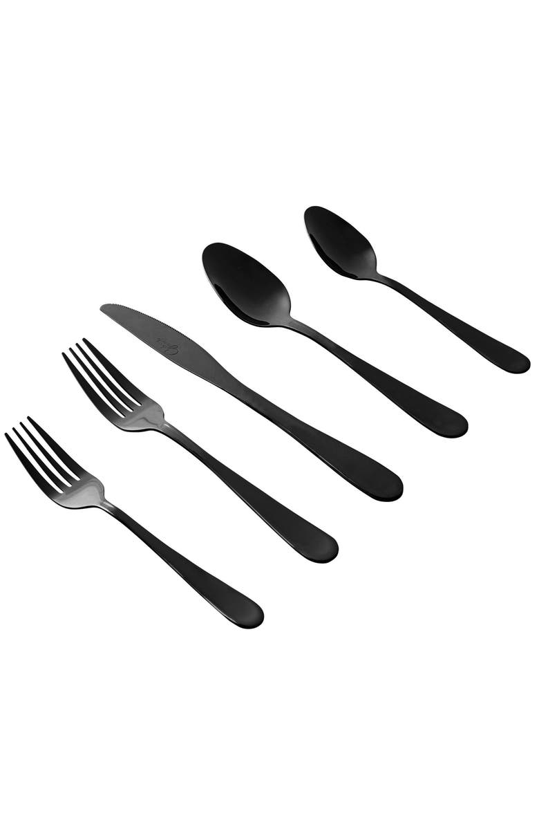Gibson Stravidia 20 Piece Flatware set Stainless Steel, Main, color, Black
