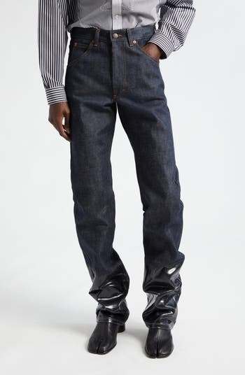 Maison Margiela Lacquered Hem Cotton Denim Jeans | Nordstrom