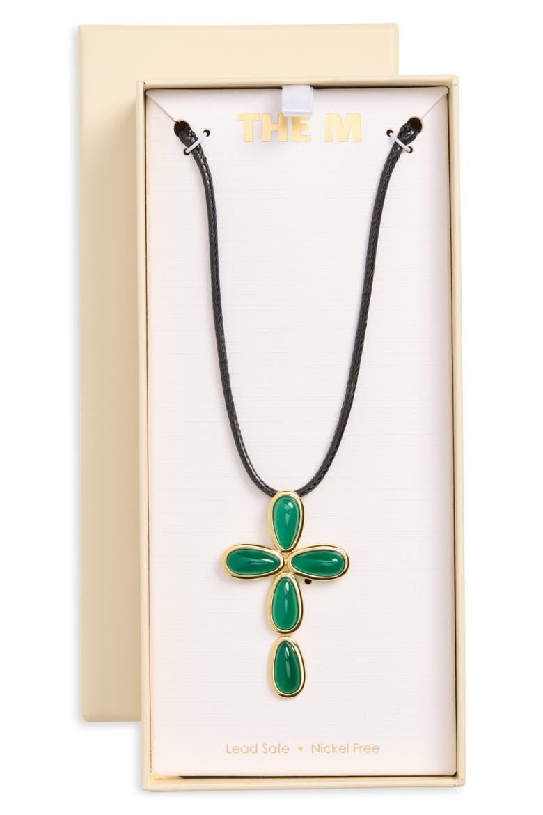 Stone Cross Cord Necklace, Main, color, GOLD