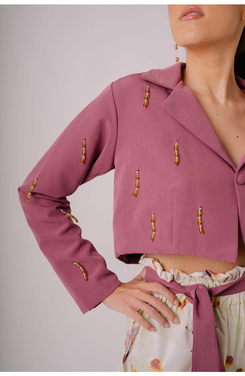 San Malo Lara Beaded Oversized Blazer, Alternate, color, Purple