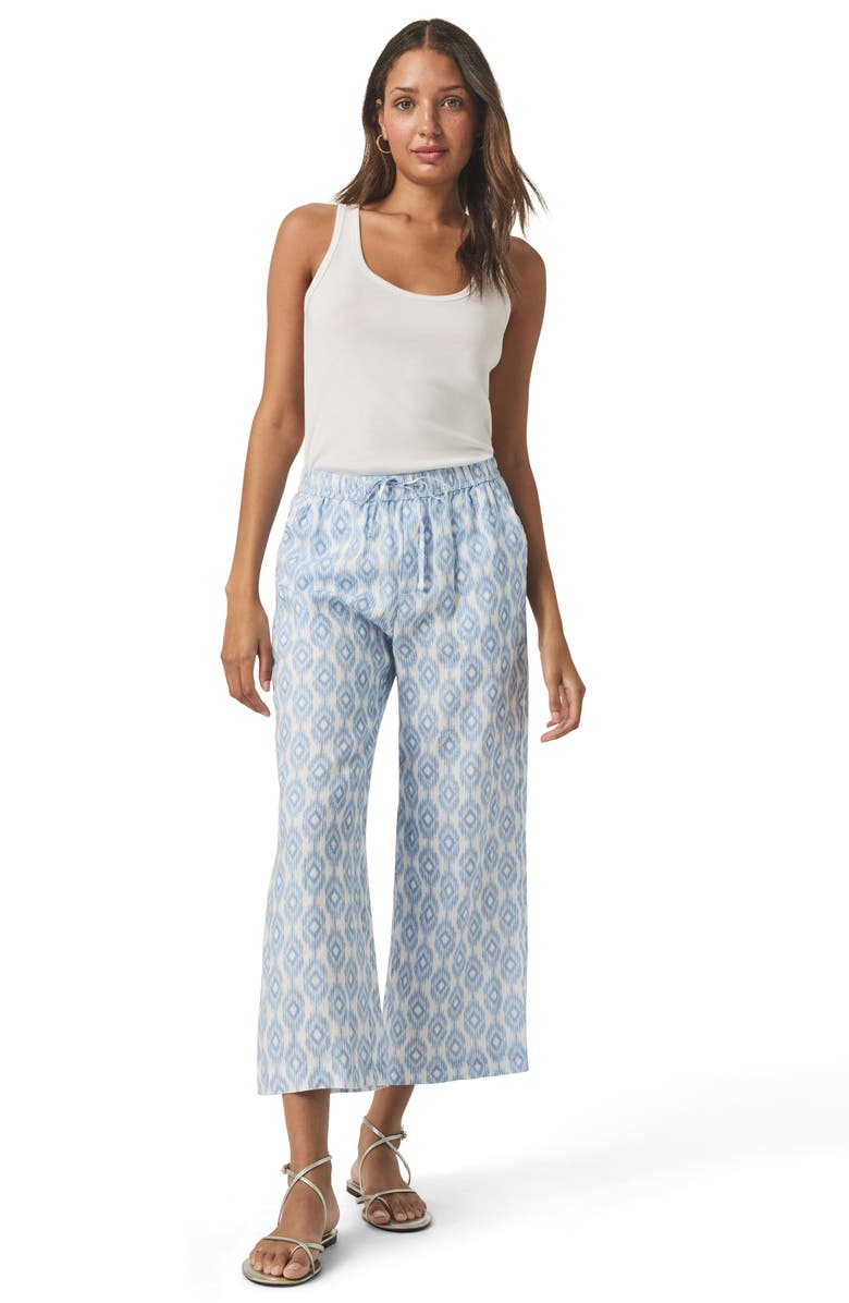Splendid Angie Ikat Print Linen Crop Wide Leg Pants, Alternate, color, 