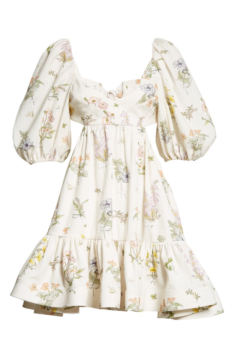 Zimmermann Floral Print Cutout Babydoll Dress, Alternate, color, 