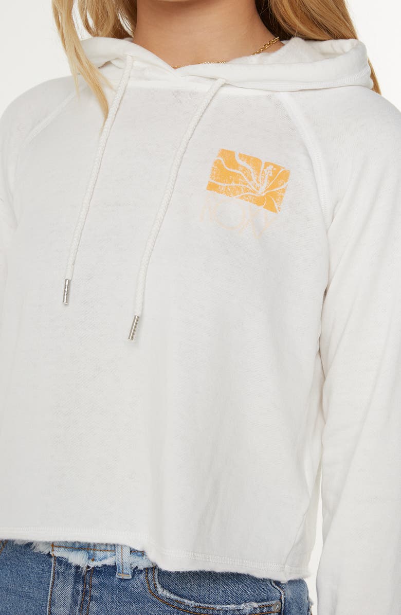 Roxy We Arrived Crop Fleece Graphic Hoodie, Alternate, color, Snow White Sea Glass