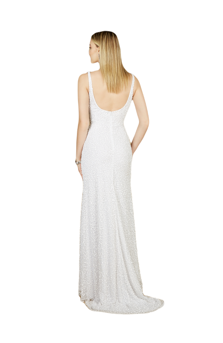 LARA New York Bridal Beaded Gown with Slit, Alternate, color, Ivory