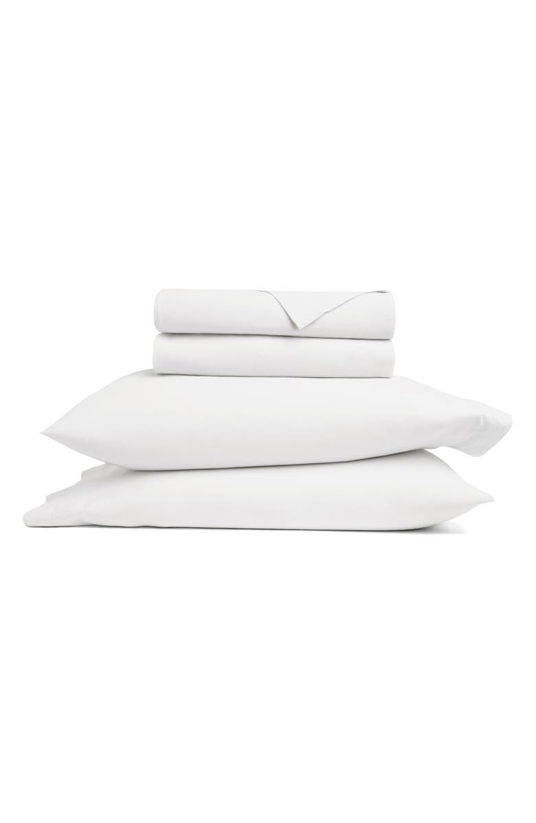 HOMESPUN Solid Cotton Percale Sheet Set, Main, color, White