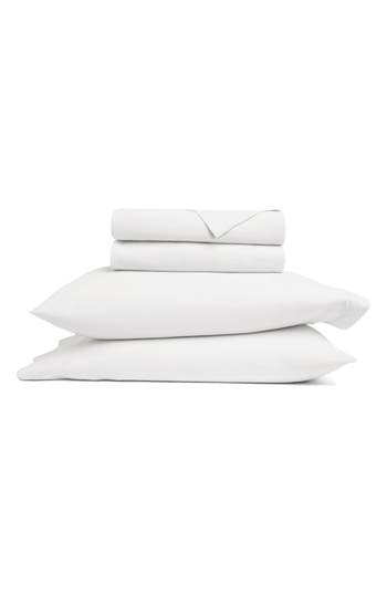 Homespun Solid Cotton Percale Sheet Set In White