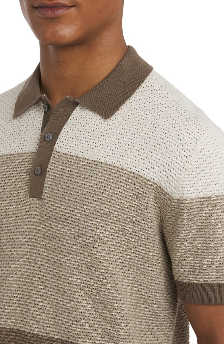 DKNY SPORTSWEAR Intersection Short Sleeve Cotton Polo Sweater, Alternate, color, Birch