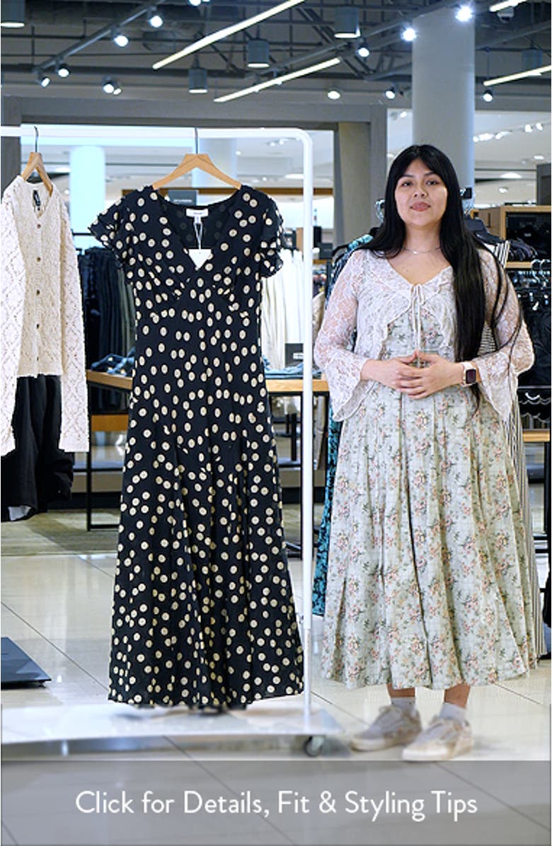 Flutter Sleeve Polka Dot V-Neck Midi Dress, sales video thumbnail