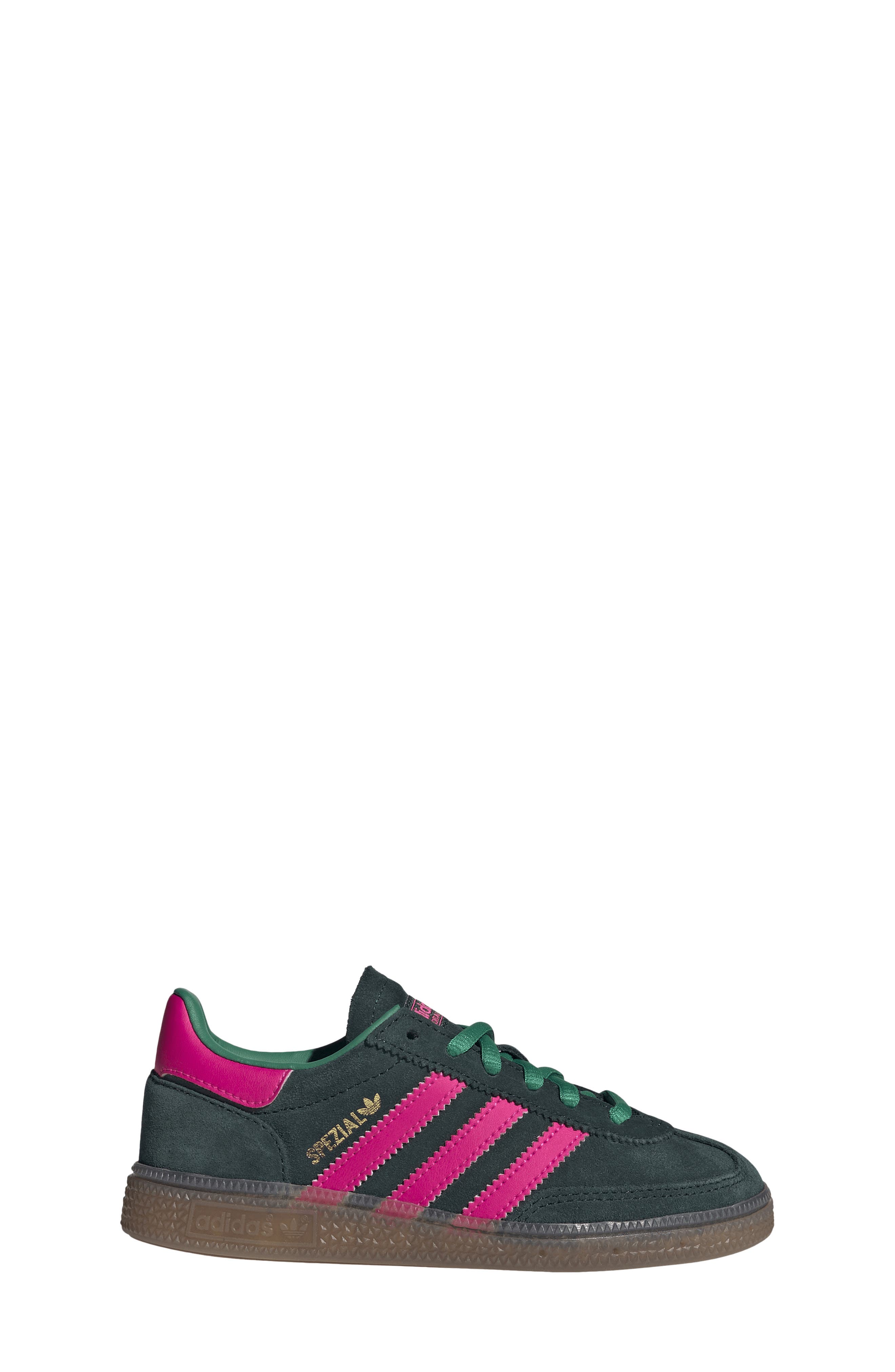 adidas Kids' Handball Spezial Sneaker, Alternate, color, Aurora Ivy/ Shock Pink/ Gum5