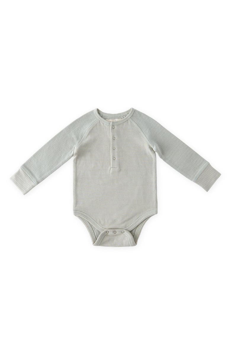 Pehr Sailor Stripe Raglan Sleeve Organic Cotton Bodysuit, Main, color, Sea