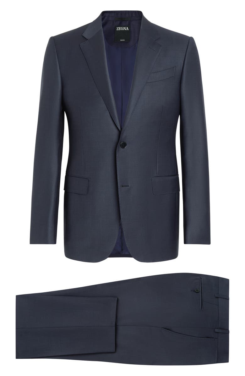 ZEGNA Pin Dot Trofeo Milano Wool Suit, Alternate, color, Navy