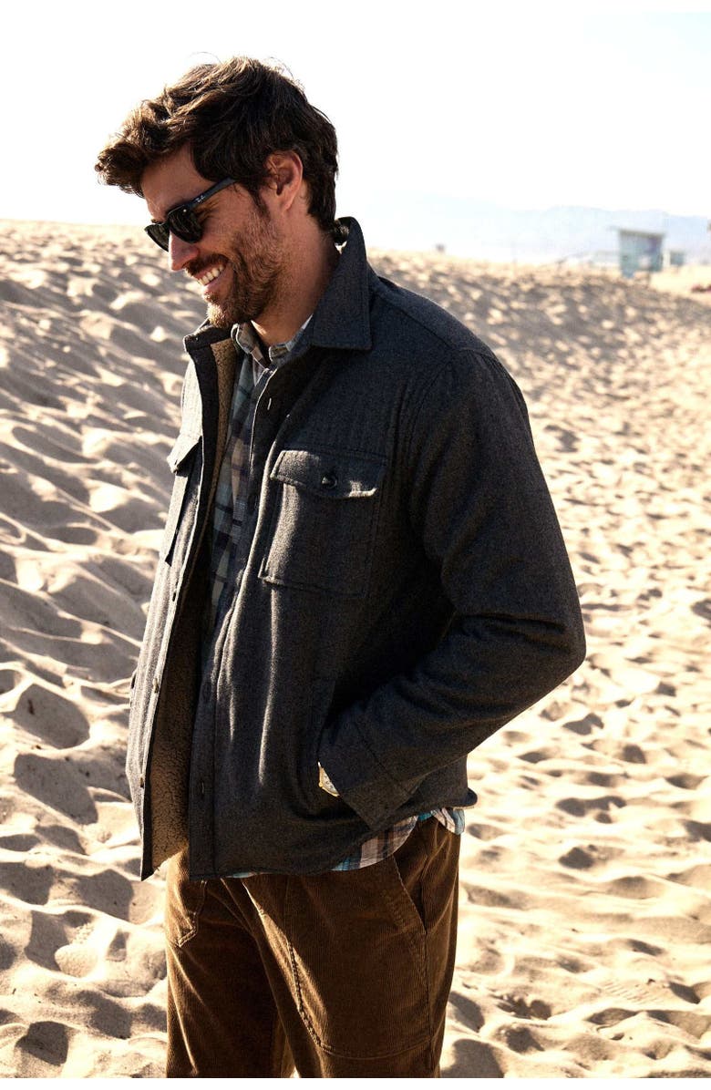 Surfside Supply Co. Skip Fleece Shirt Jacket, Alternate, color, Charcoal Heather