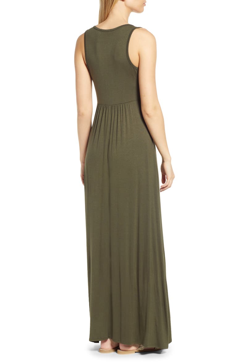 V-Neck Jersey Maxi Dress, Alternate, color, OLIVE