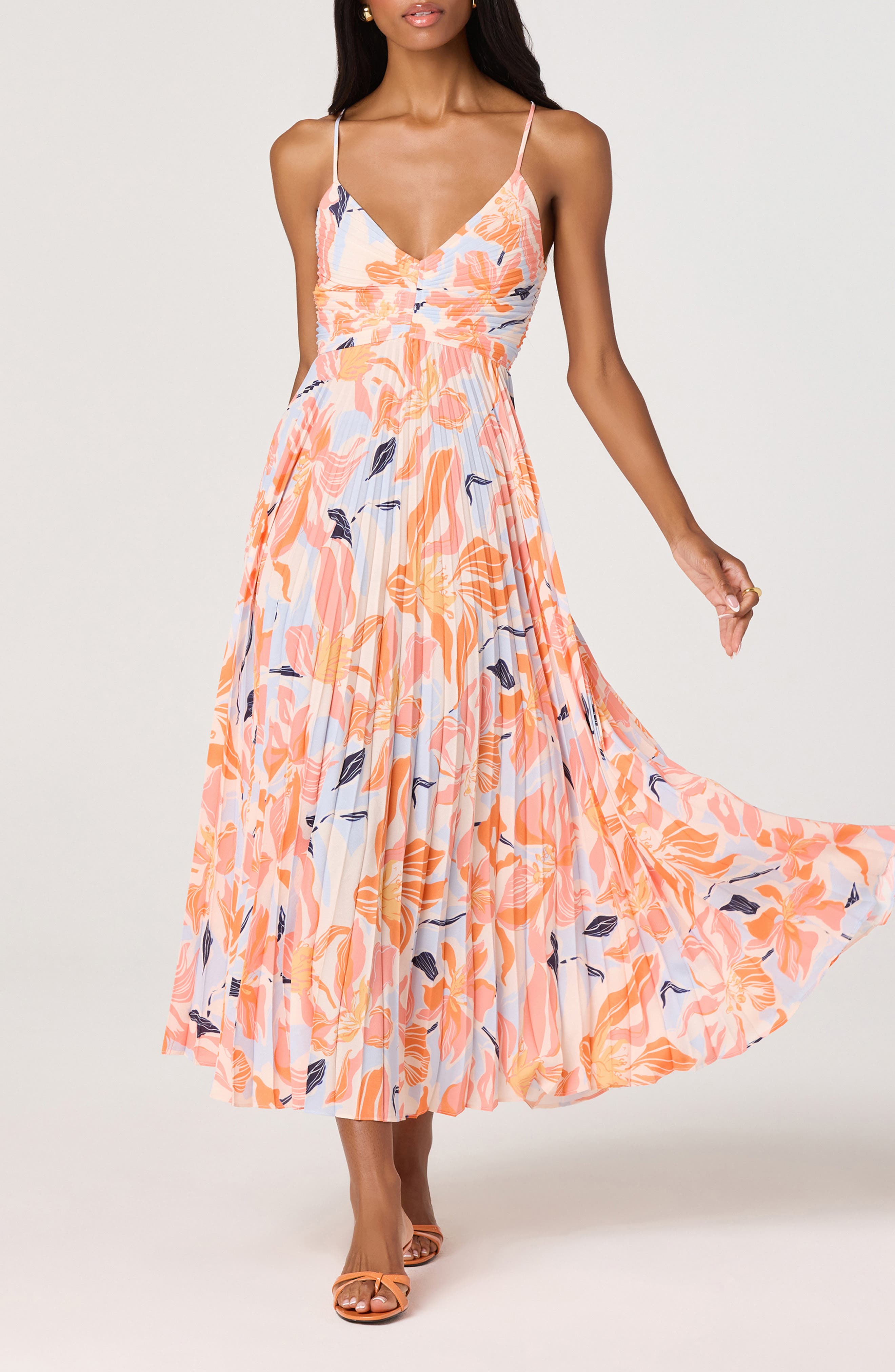 selected ORANGE BLUE FLORAL