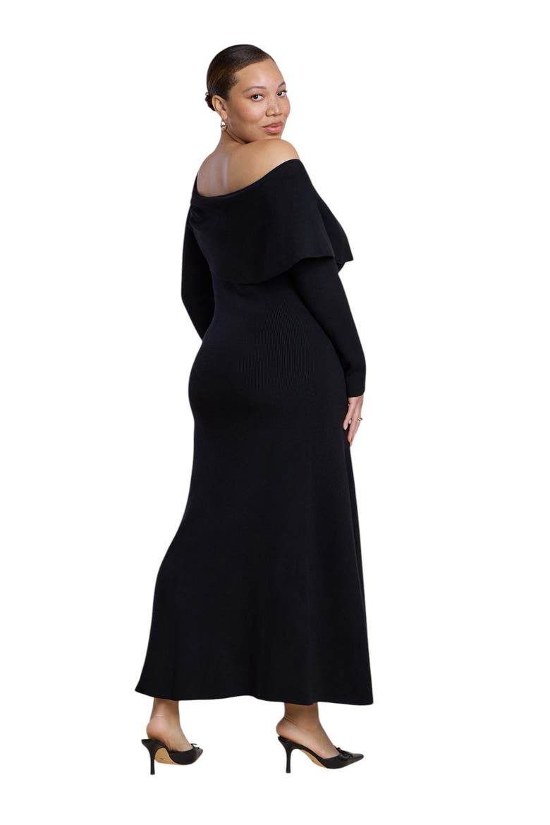 Off The Shoulder Sweater Midi Dress, Alternate, color, BLACK ONYX