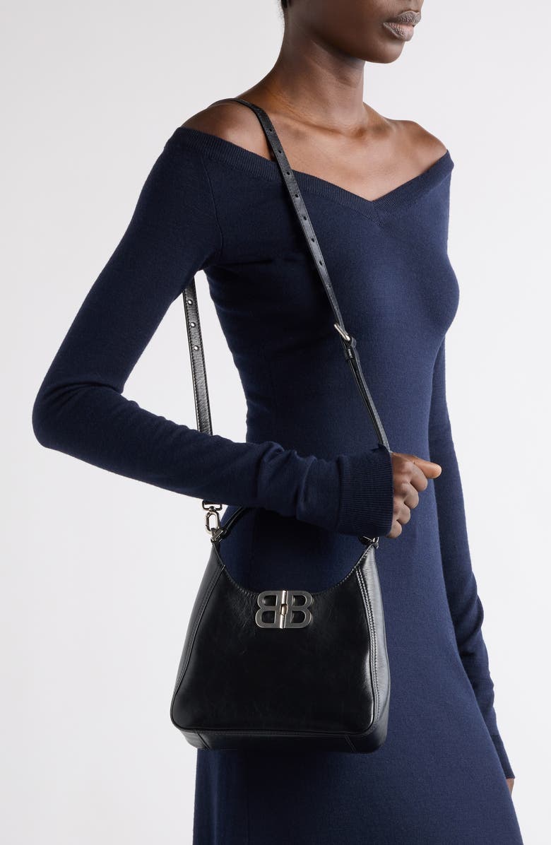 Balenciaga BB Soft Lambskin Leather Hobo Bag, Alternate, color,