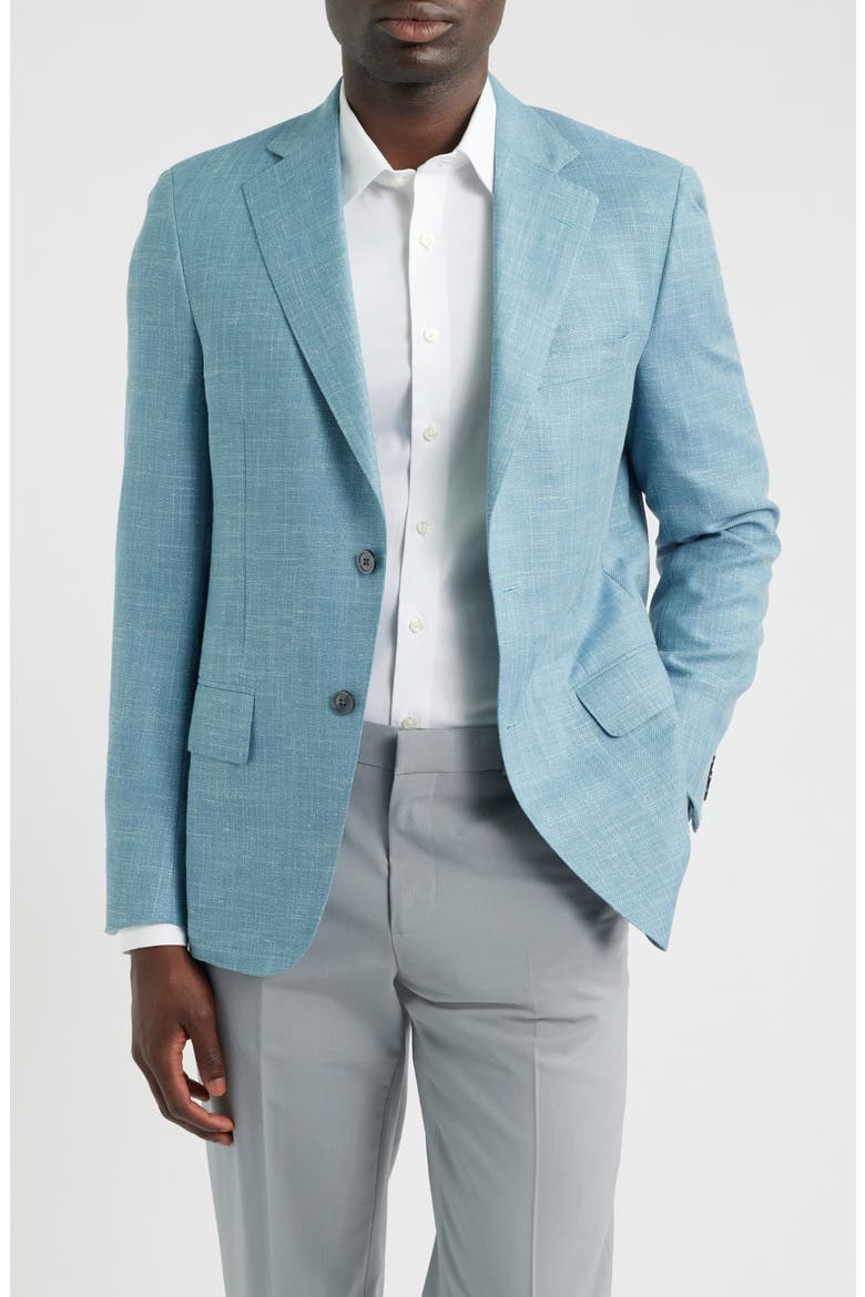 Aqua Blue Slub Wool Blend Twill Sport Coat, Main, color, LIGHT BLUE