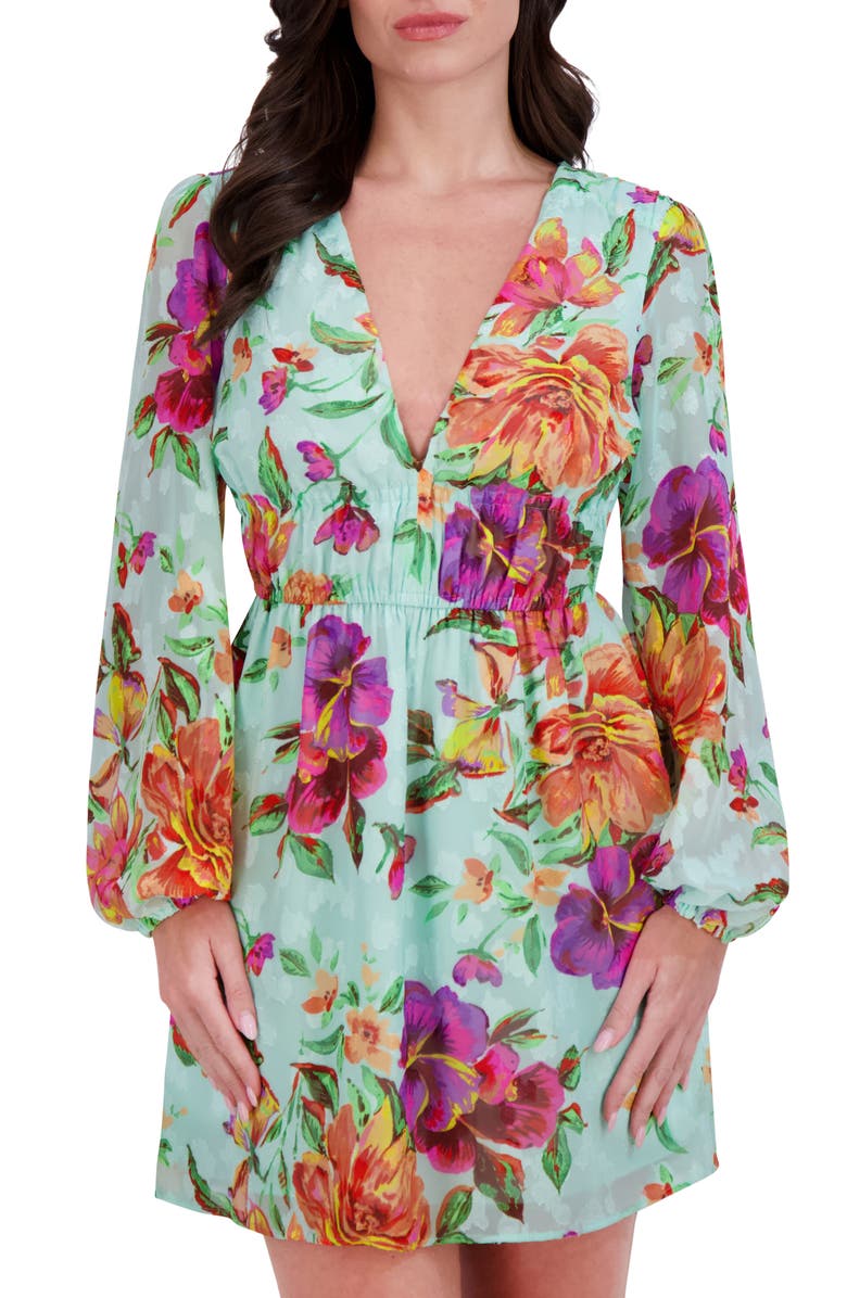 Siena Printed Burnout Long Sleeve Dress, Alternate, color, Mint